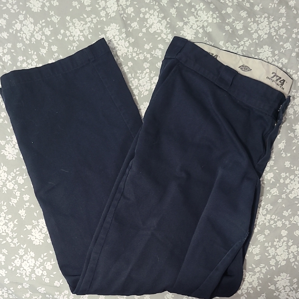 Blue Dickies with Structured Fabric and Flat Front